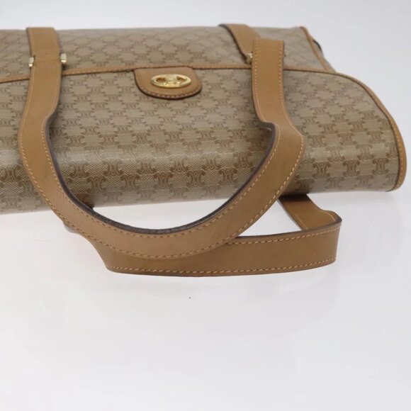 CELINE Macadam Canvas Hand Bag Beige Gold Auth 122202 - Picture 9 of 15